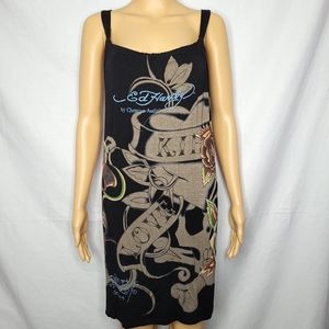 ED HARDY SKULL PRINT TANK TOP DRESS NWOT SMALL